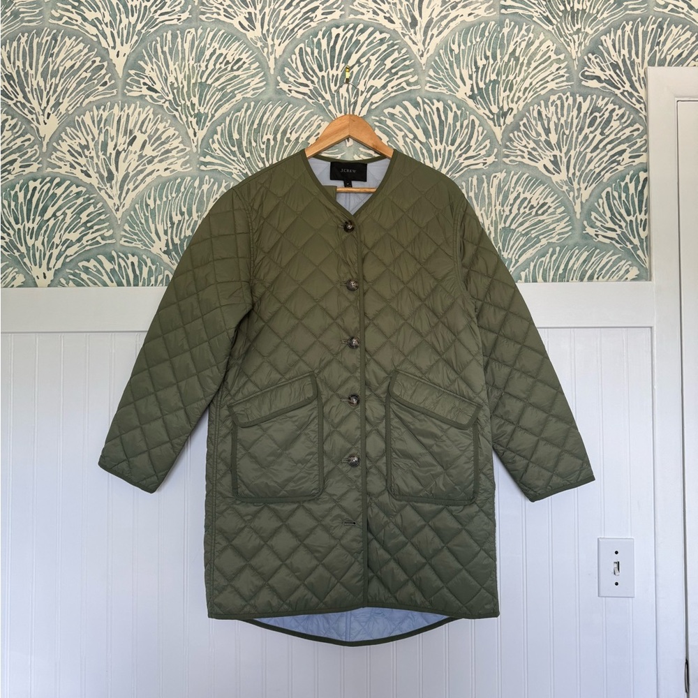 J. Crew Green Reversible Quilted Lightweight Greenwich Jacket in Women’s Medium